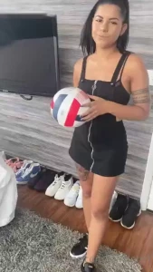 College volleyball star jazminediaz was late on her rent so she did me