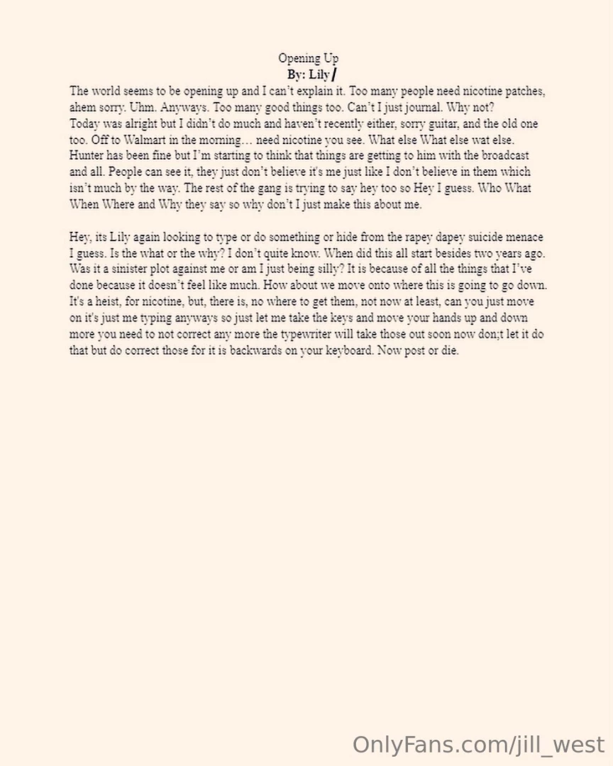 Schizophrenic lily describing her plight part 2 