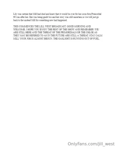 Mill the broadcast actually ends this time lill mwahahaha jill west part 2