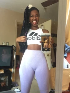 Stretchy workout tights are my favorite because they hug all the right