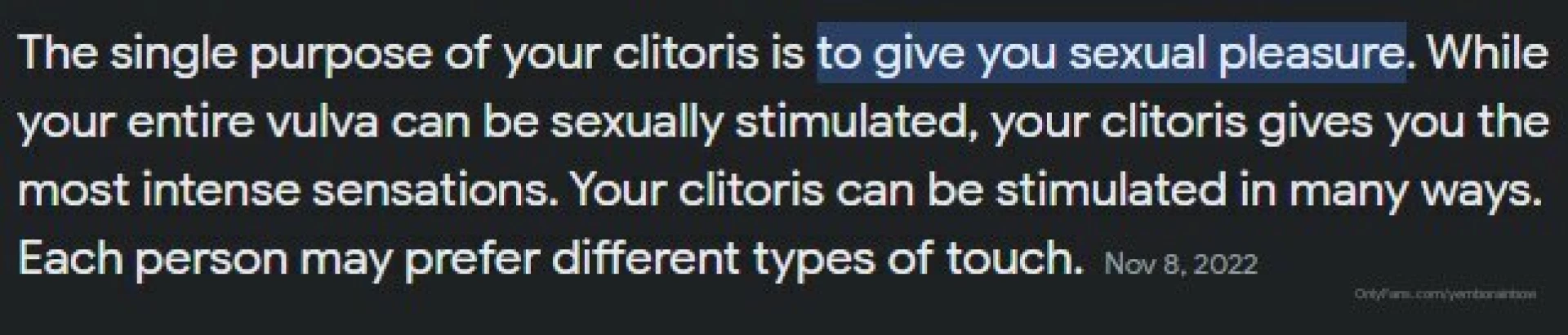 Love-- there are thousaannnndds of nerves in the clitoris -- yet -- we 