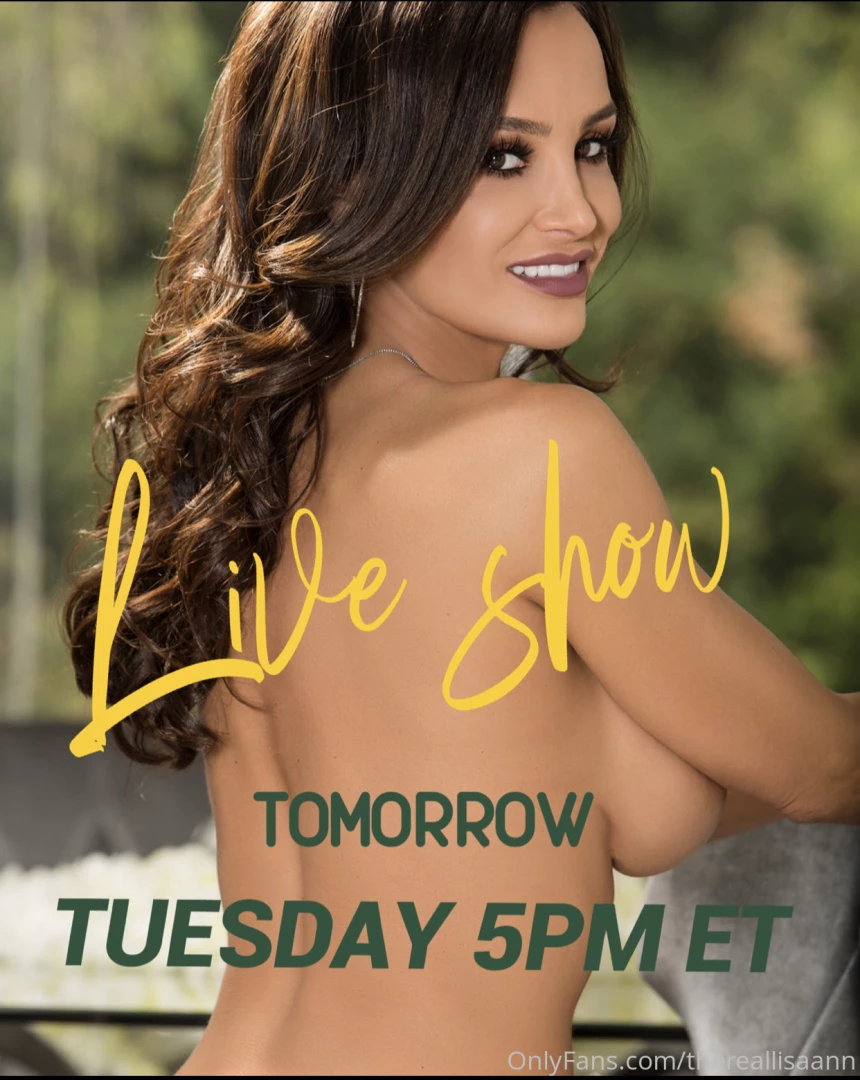 thereallisaann - Tomorrow night i am going to stop by and say hi on live so many of you 