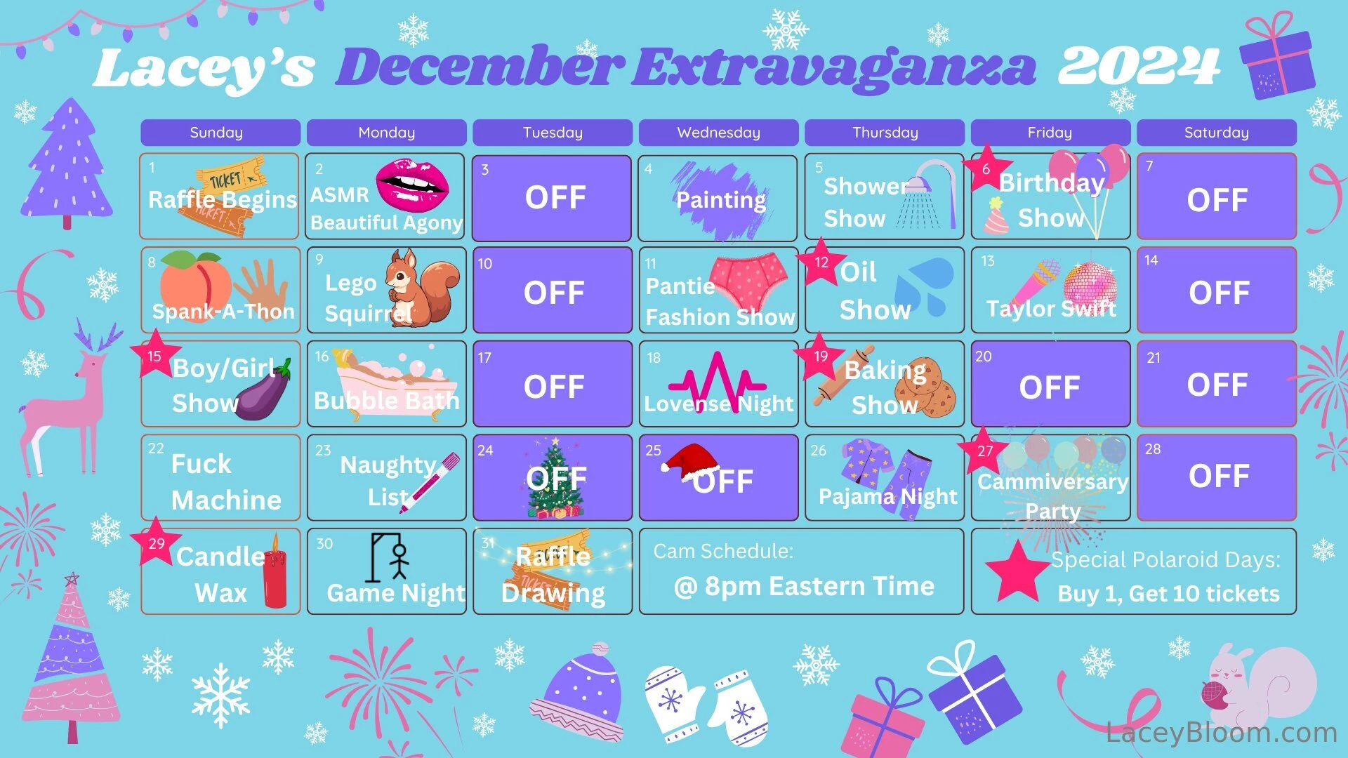 December extravaganza calendar new live schedule big shows special 