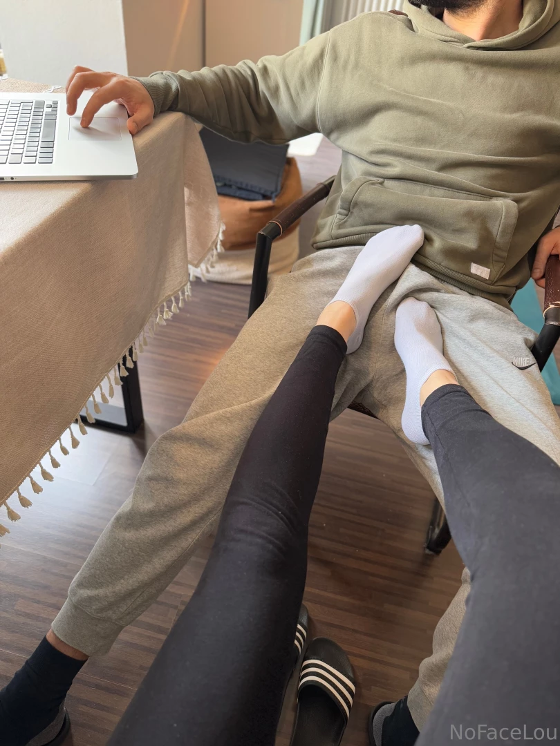 Sockjob in white sneaker socks yes no face lou vip 