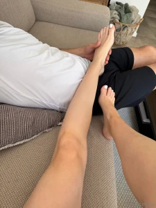 He was half asleep but my feet still got all his attention