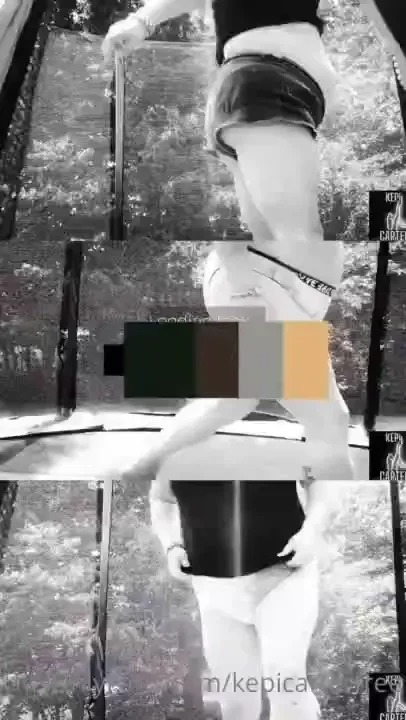 Long awaited tittys on the trampoline 