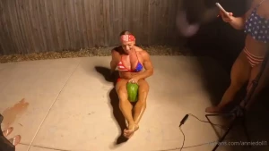 So this is how my july 4th party ended - bodybuilders doing watermelon