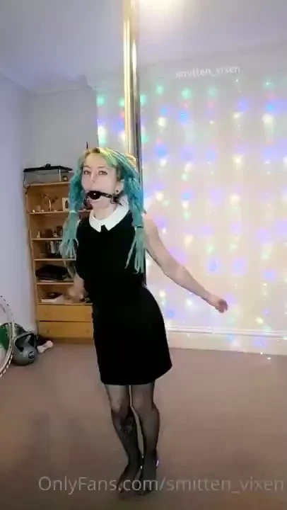 Poor old wednesday adams gagged tied up in a dangling wedgie and made 