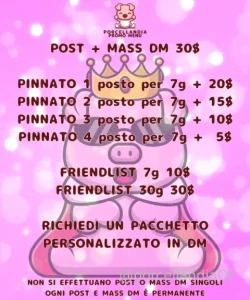 Per i post pinnati chiedere disponibilit prima di tippare il prezzo