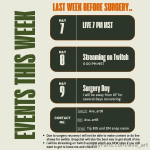 This will be my last week streaming sexy content on of due to surgery
