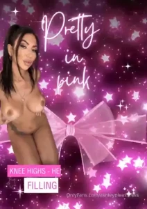 Knee highs heels and pretty pink lingerie filling both my holes