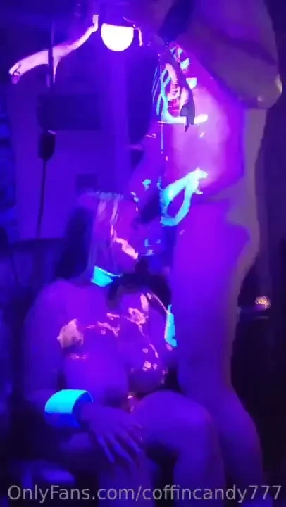 Snippet of the blacklight bunny show we did on chaturbate painted him 