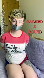 Oh no harley is all gagged and bound in this clip i am wearing my