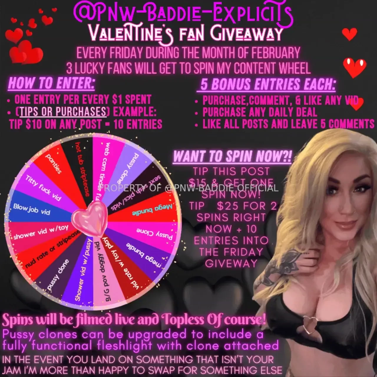 Come spin my exclusive content wheel which includes some which 