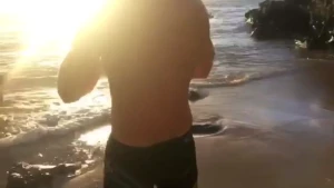 A little naked beach workout video