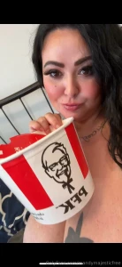 Just a girl and a bucket of chicken do you want to buy me dinner next