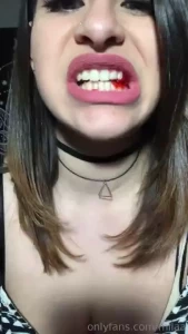 Gummy bear eating lots of tongue and uvula shots