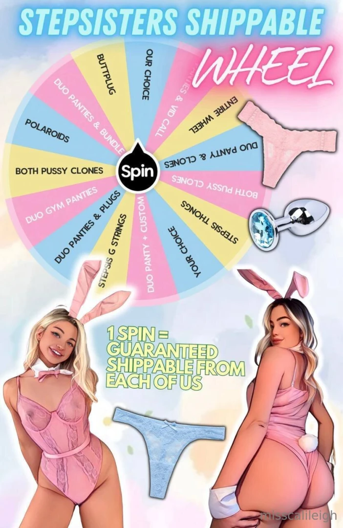 First ever stepsister shippable wheel every spin guarantees you 2 