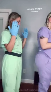 Doctor noticed the nurses hanes waistband hanging out of her scrub