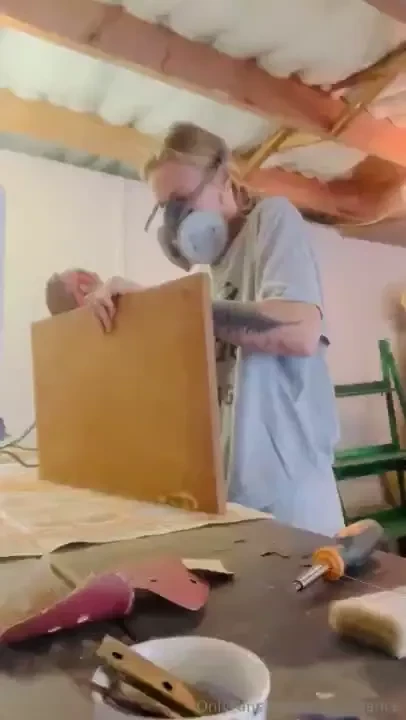 Current project in the garage this side table is made of particleboard 