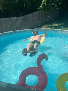 Enjoying the pool it was about 95 today almost like a giant hot tub