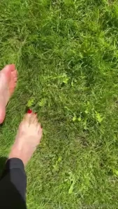 Walking in the grass got my feet wet and dirty part 5
