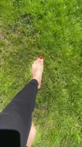 Walking in the grass got my feet wet and dirty part 6