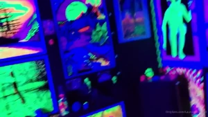Tour of my basement blacklight room with sound don t make fun of me