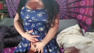 Me yesterday showing off my tits in my blue dress messing around