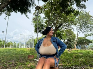 A beautiful landscape and a pair of milky tits is the most perfect