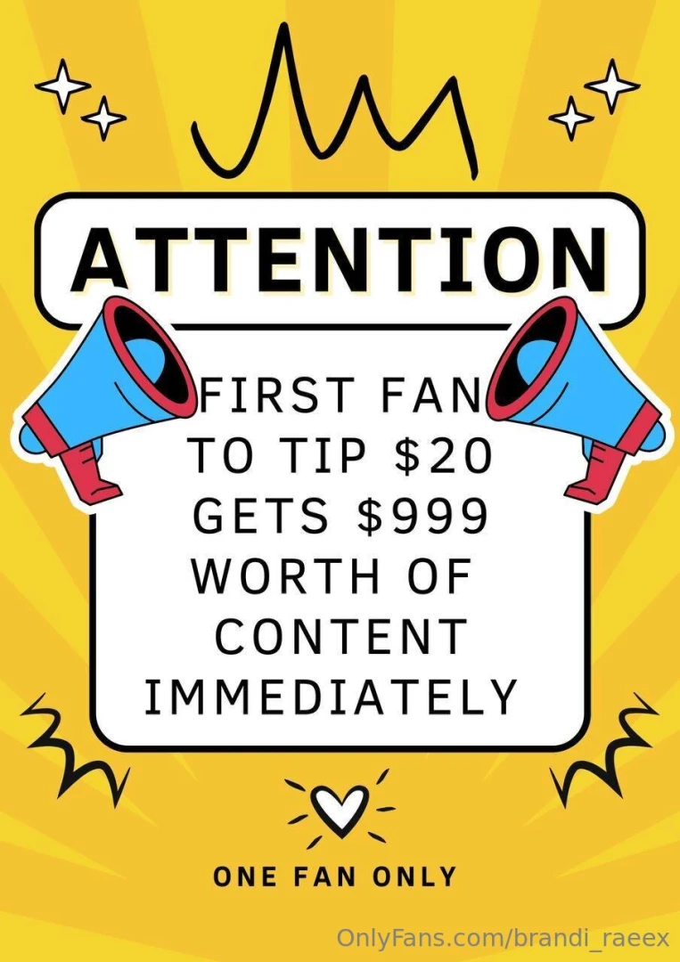 Hurry blowout sale first fan to tip 20 gets 999 of content includes 