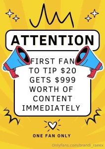 Hurry blowout sale first fan to tip 20 gets 999 of content includes