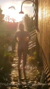 Showering off the salty ocean