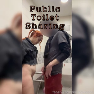 Sharing a public toilet with my friend sharing toilet public pissing