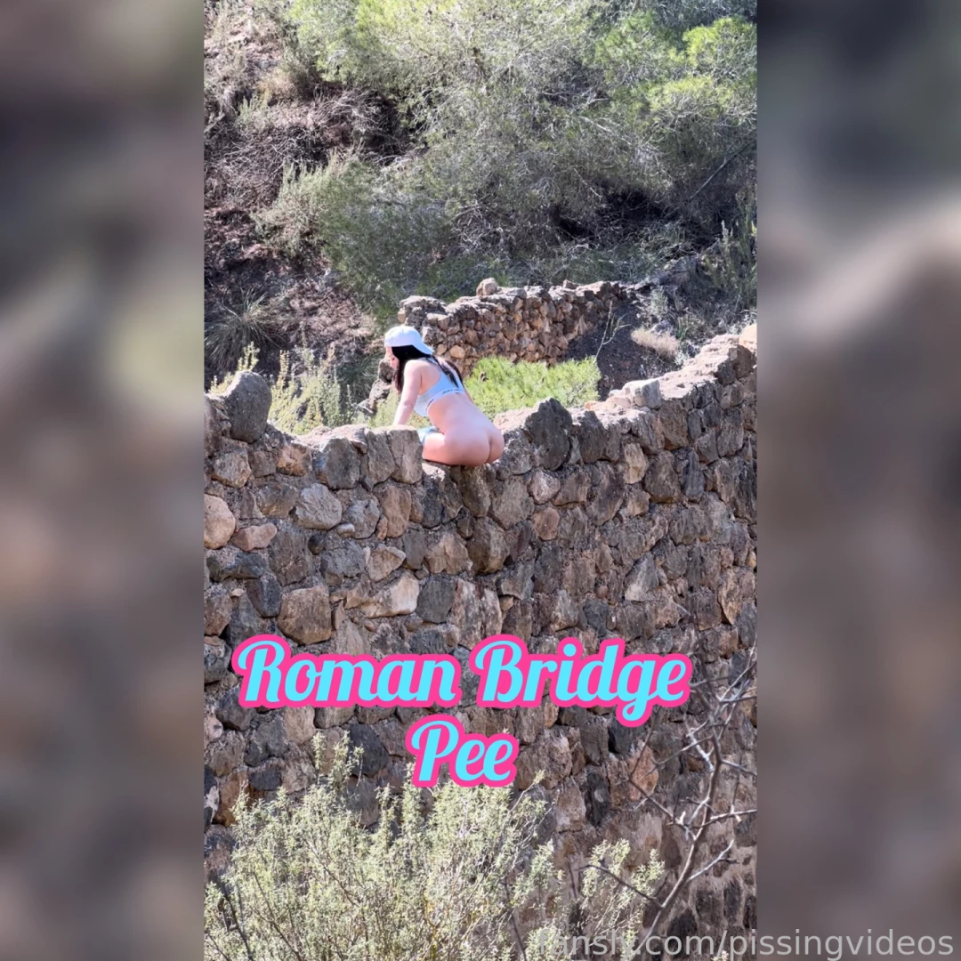 Peeing off a roman bridge woohoo pee outdoors squirt squirting cum 18 