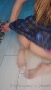 This naughty sch00l girl is getting ready for play time