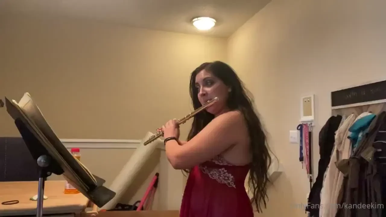 A little lingerie flute playing enjoy 