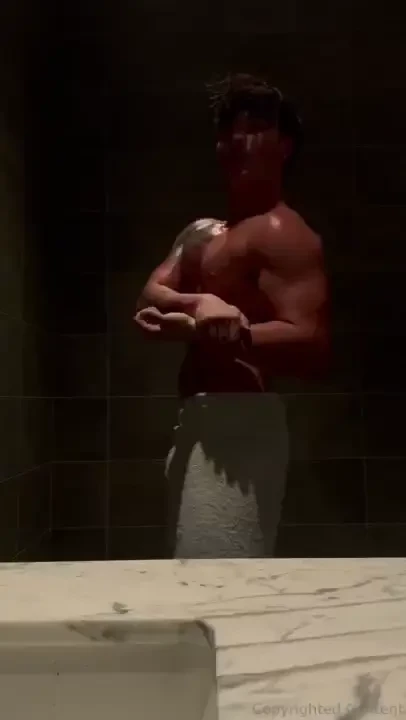 Little flex off with the mirror in this public gym bathroom my towel 