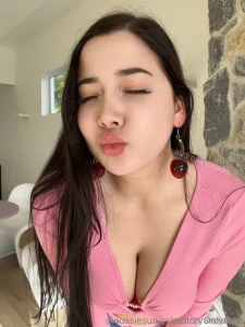 One kiss or two cherries first you pick cutie