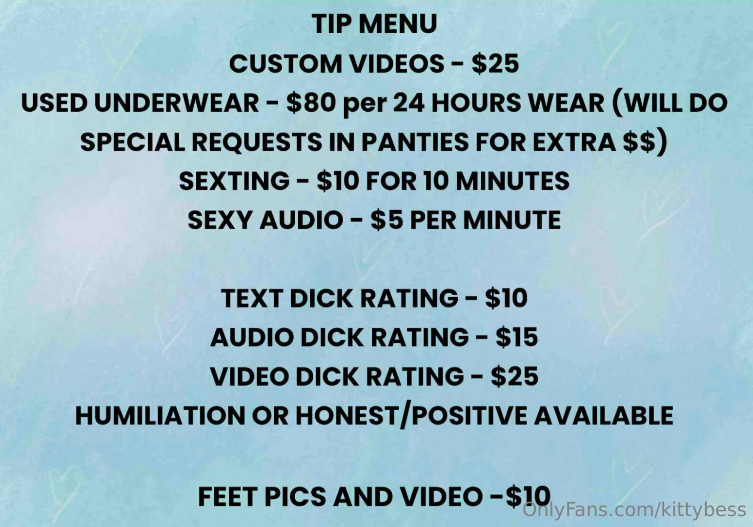 Heyy if you d like to purchase something from this tip menu tip me the 