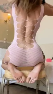 Wearing my favorite dress i sat backwards on this chair as if i were