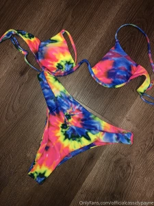 Posting a twerk video in this tie dye thong bikini part 1