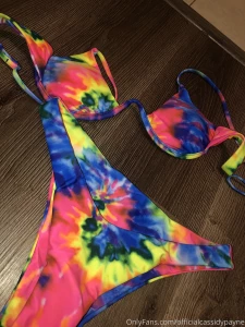 Posting a twerk video in this tie dye thong bikini