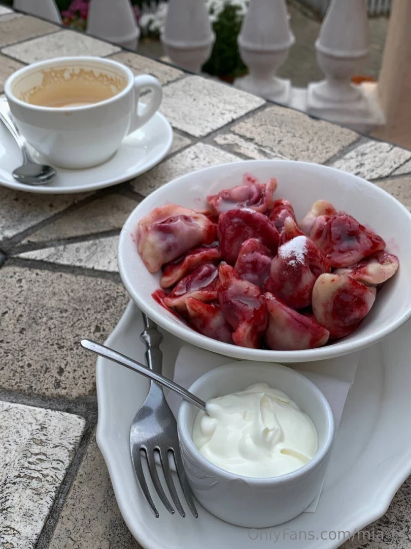 Insanely delicious fall dinner varenyky with cherries and cappuccino 