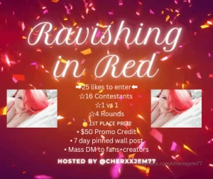 Ravishing in red is filled 25 likes to enter 16 contestants 1 vs 1 4
