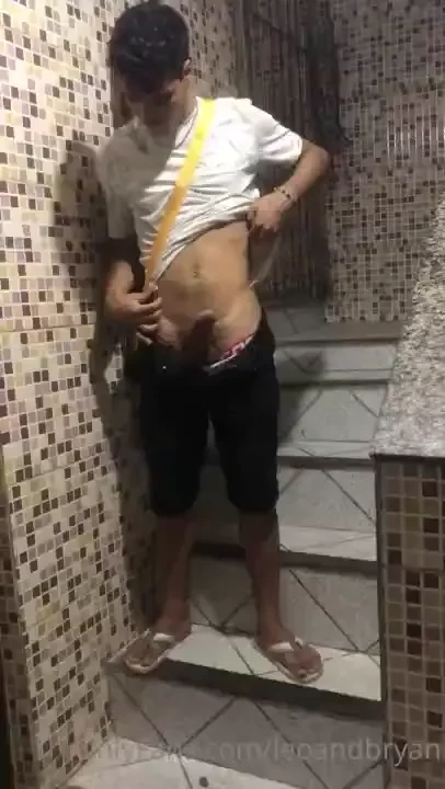 Bryan showing off on the stairs 