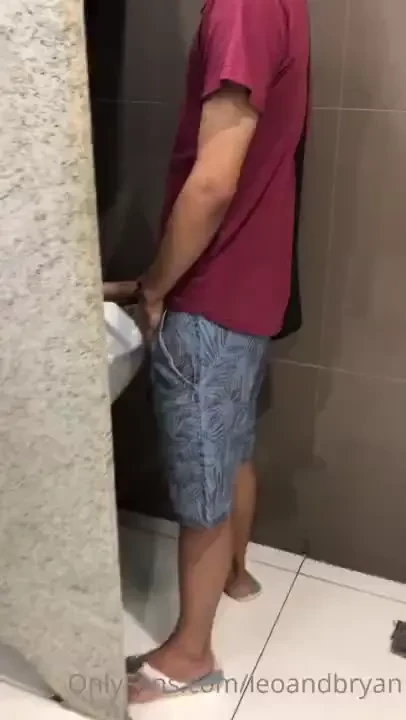Playing in the public bathroom 
