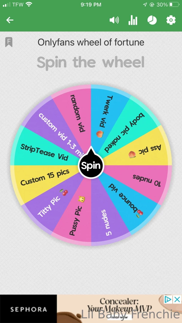 Wheel of content 2 spins - 5 3 spins - 10 4 spins - 15 5 spins - 20 10 