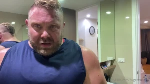 Mirror flex in a wrestling singlet 360lbs of sweaty muscle fresh out