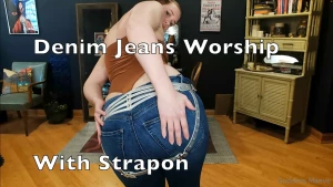 Watch me try on my blue jeans and admire my curves my gold thong